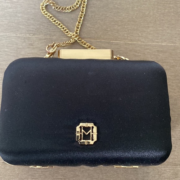 Vintage Monet Black Box Clutch with Chain strap - Picture 3 of 6